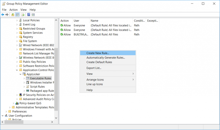 Implement AppLocker Rules in Windows Server 2016 - RootUsers