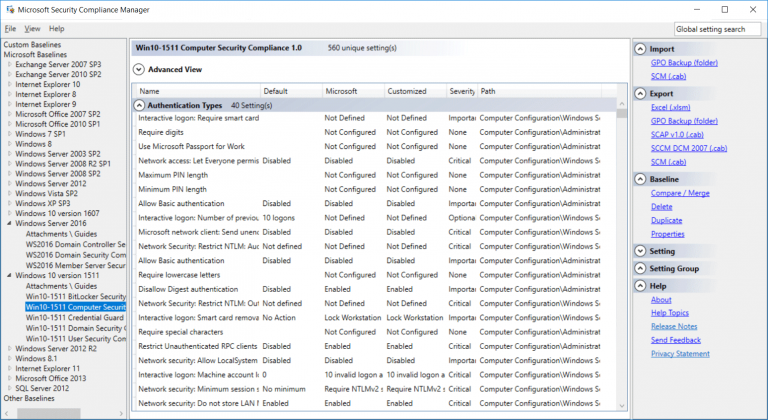 Create, View, and Import Security Baselines with Security Compliance ...