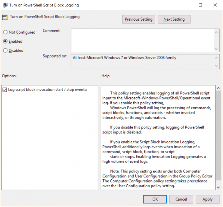 Enable and configure Module, Script Block, and Transcription logging in ...